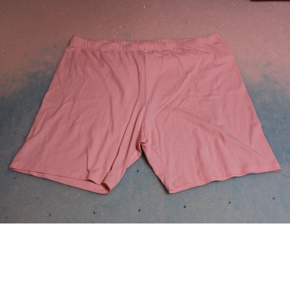 Forte Women Plus Size 3X Pink Cotton Spandex Biker Shorts Elastic Waist Lounge
